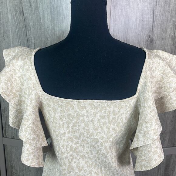 INC metallic leopard print crop sweater women’s M - Picture 7 of 13